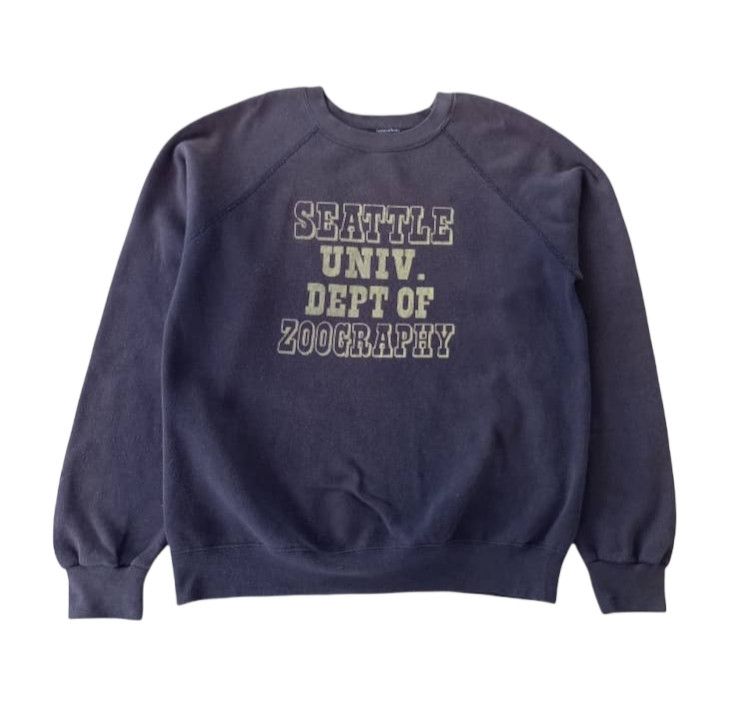 image of American College x Edwin Vintage Seattle University Dept Of Zoography Sweatshirt in Dark Blue (Size
