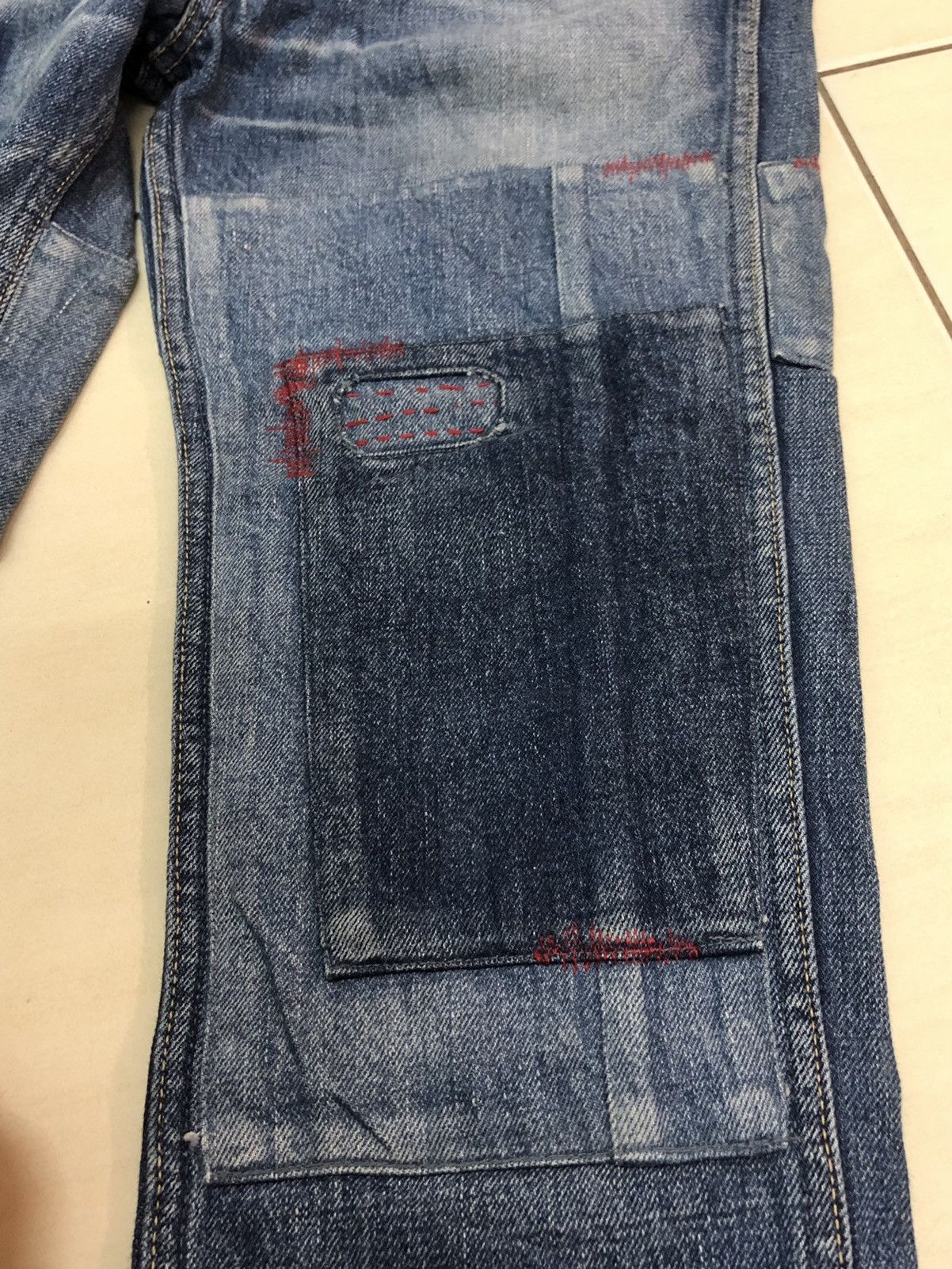 Japanese Brand JAPANESE SLIM FIT SASHIKO PATCHWORK JEANS KAPITAL INSPIRED Size US 30 / EU 46 - 11 Thumbnail