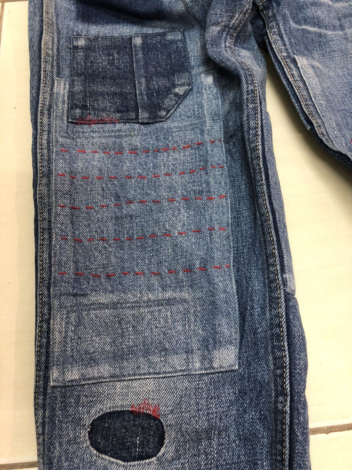 Japanese Brand JAPANESE SLIM FIT SASHIKO PATCHWORK JEANS KAPITAL INSPIRED Size US 30 / EU 46 - 10 Thumbnail