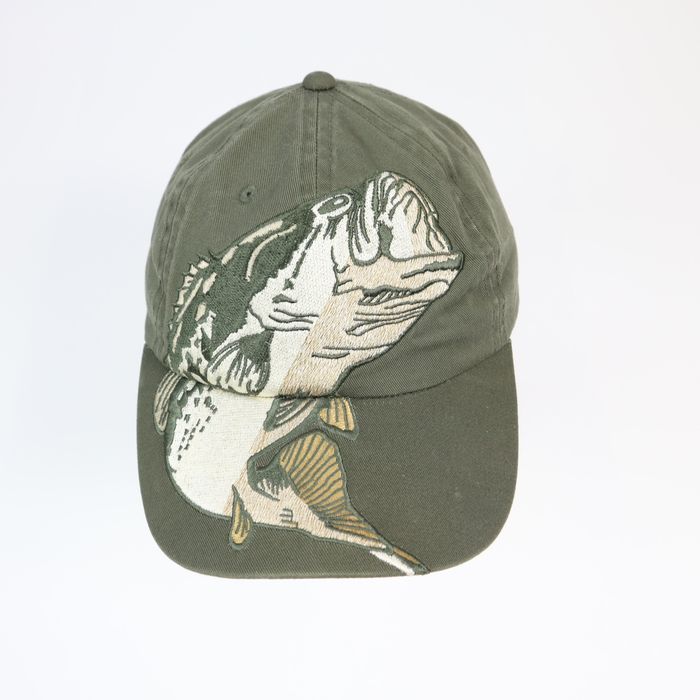 Vintage Vintage Embroidered Big Bass Fishing Hat Cap