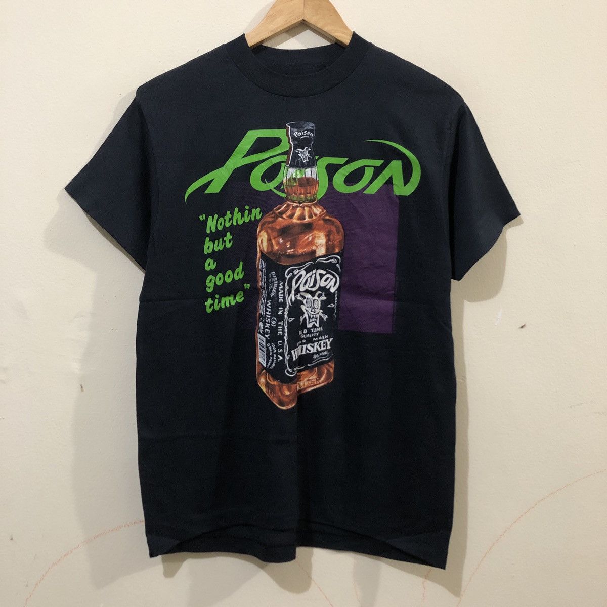 image of Band Tees x Tour Tee Vintage Poison Whiskey T-Shirt Tour Concert in Black, Men's (Size Medium)