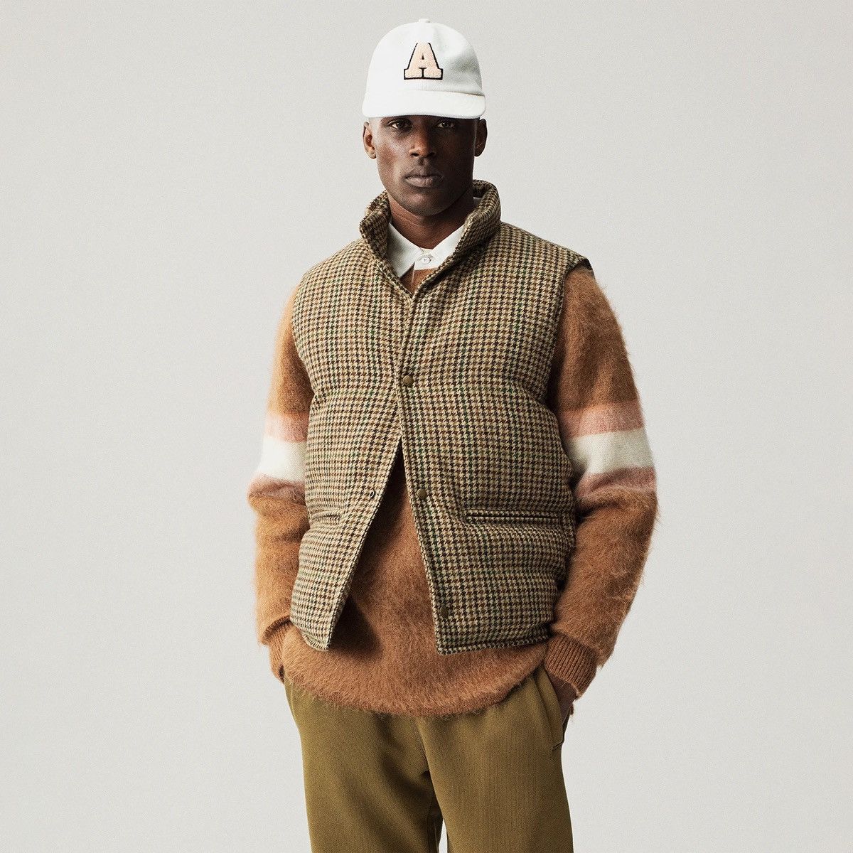 Aime Leon Dore ALD Filled Heritage Vest Brown Houndstooth | Grailed