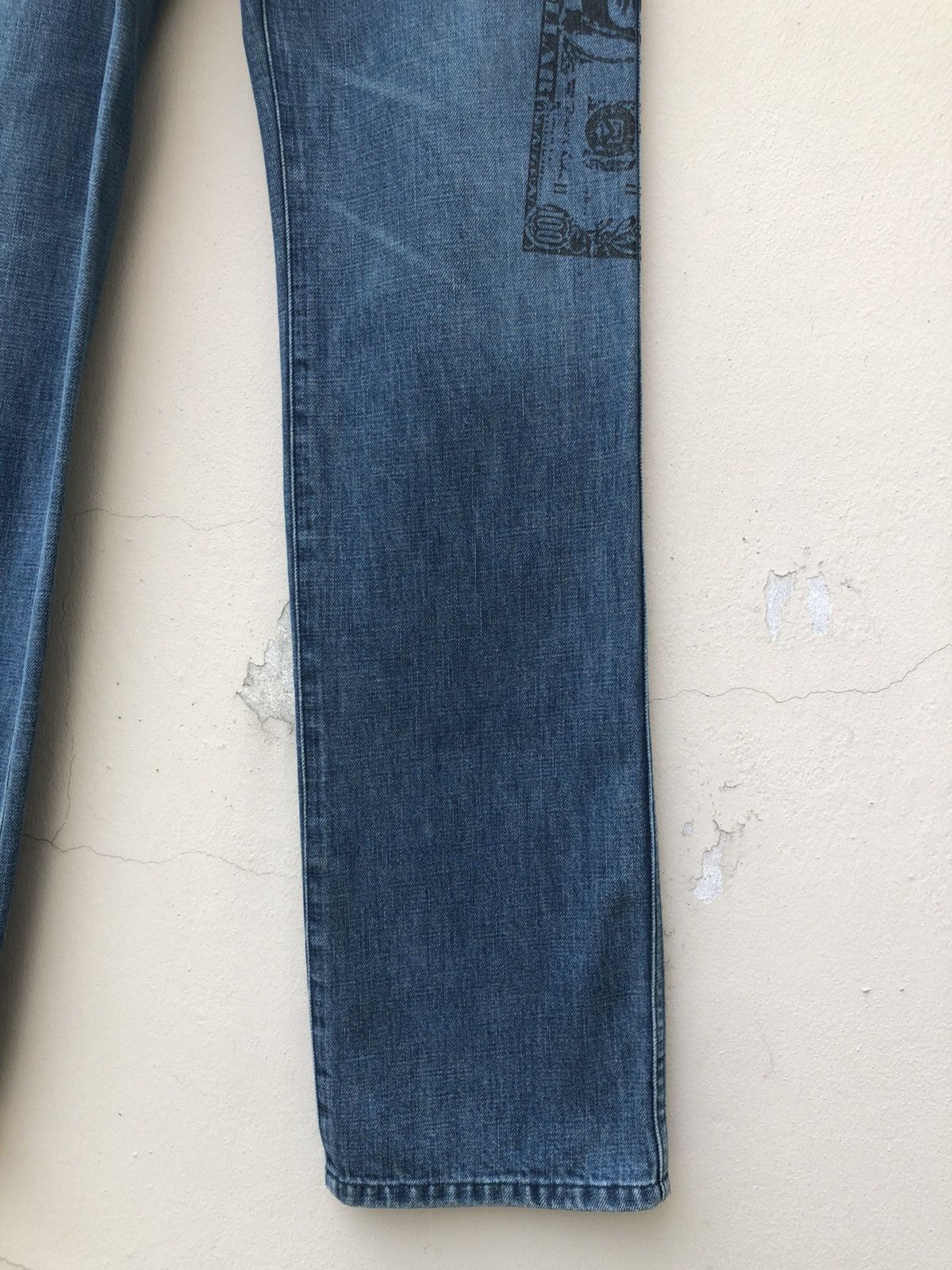 Vintage SMADDY Japan Ripped Printed $ Bill Star Arcuate Denim Jeans Size US 30 / EU 46 - 9 Thumbnail