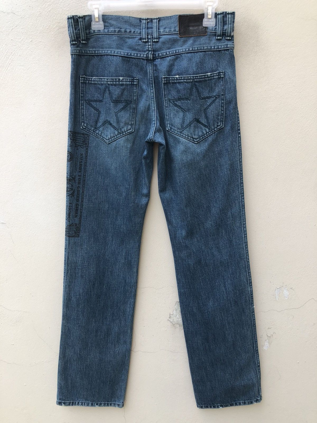 Vintage SMADDY Japan Ripped Printed $ Bill Star Arcuate Denim Jeans Size US 30 / EU 46 - 10 Thumbnail