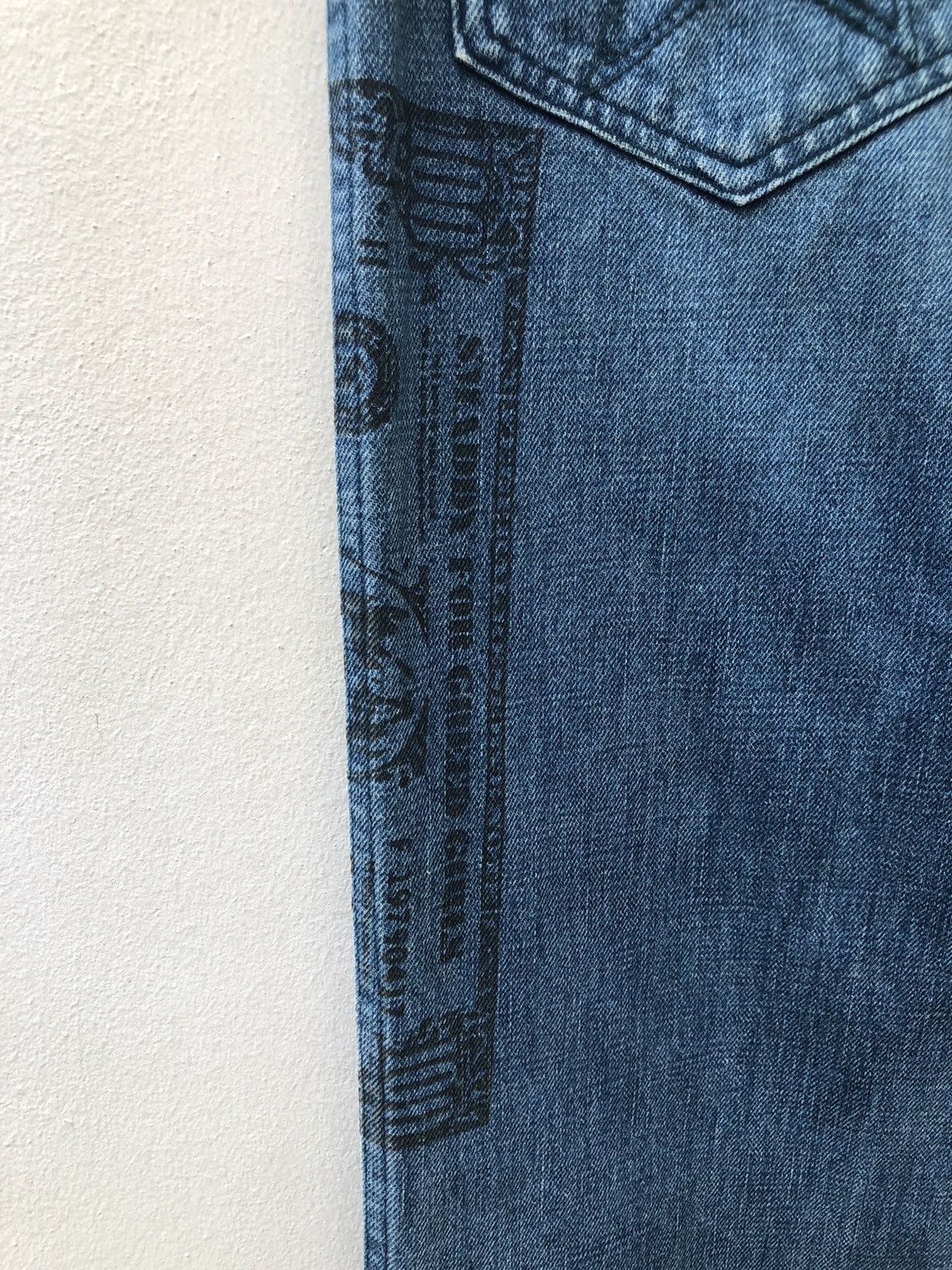 Vintage SMADDY Japan Ripped Printed $ Bill Star Arcuate Denim Jeans Size US 30 / EU 46 - 12 Thumbnail