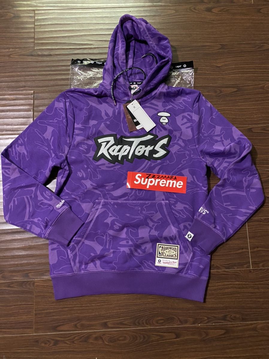 Aape Mitchell Ness MITCHELL NESS x AAPE x BAPE RAPTORS CAMO HOODY Grailed