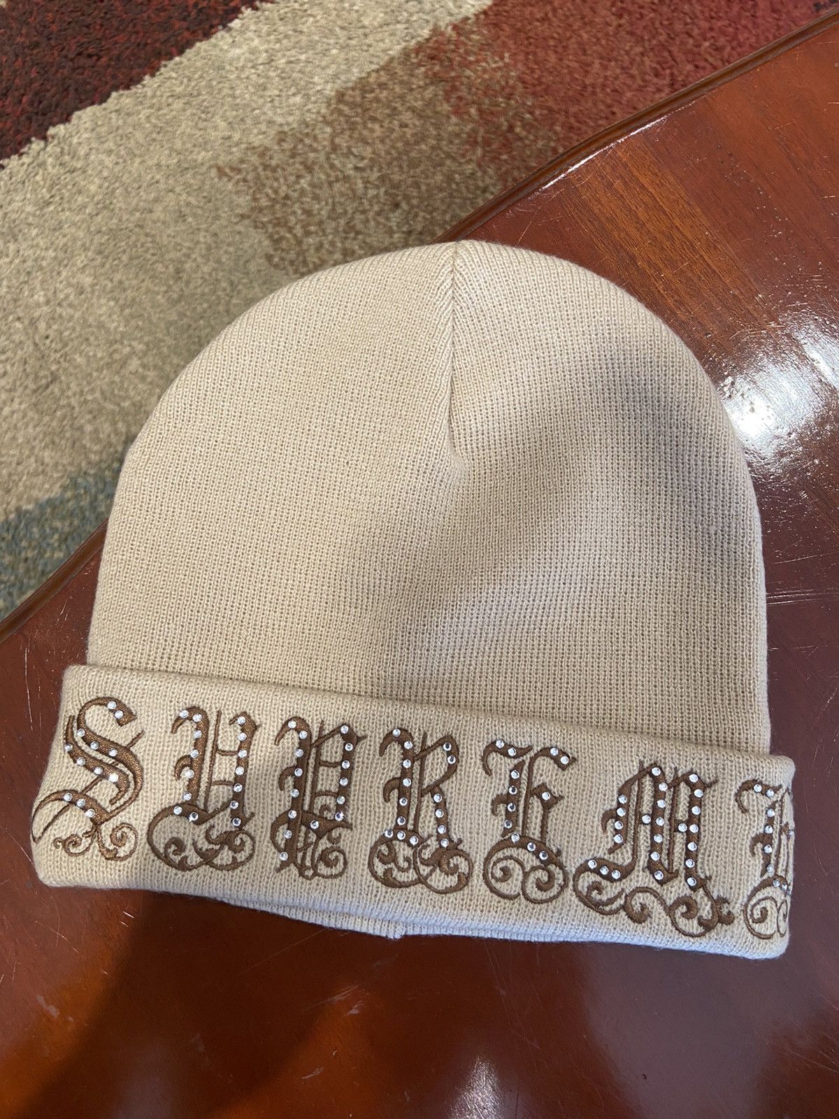 Supreme Supreme Old English Rhinestone Beanie | Grailed