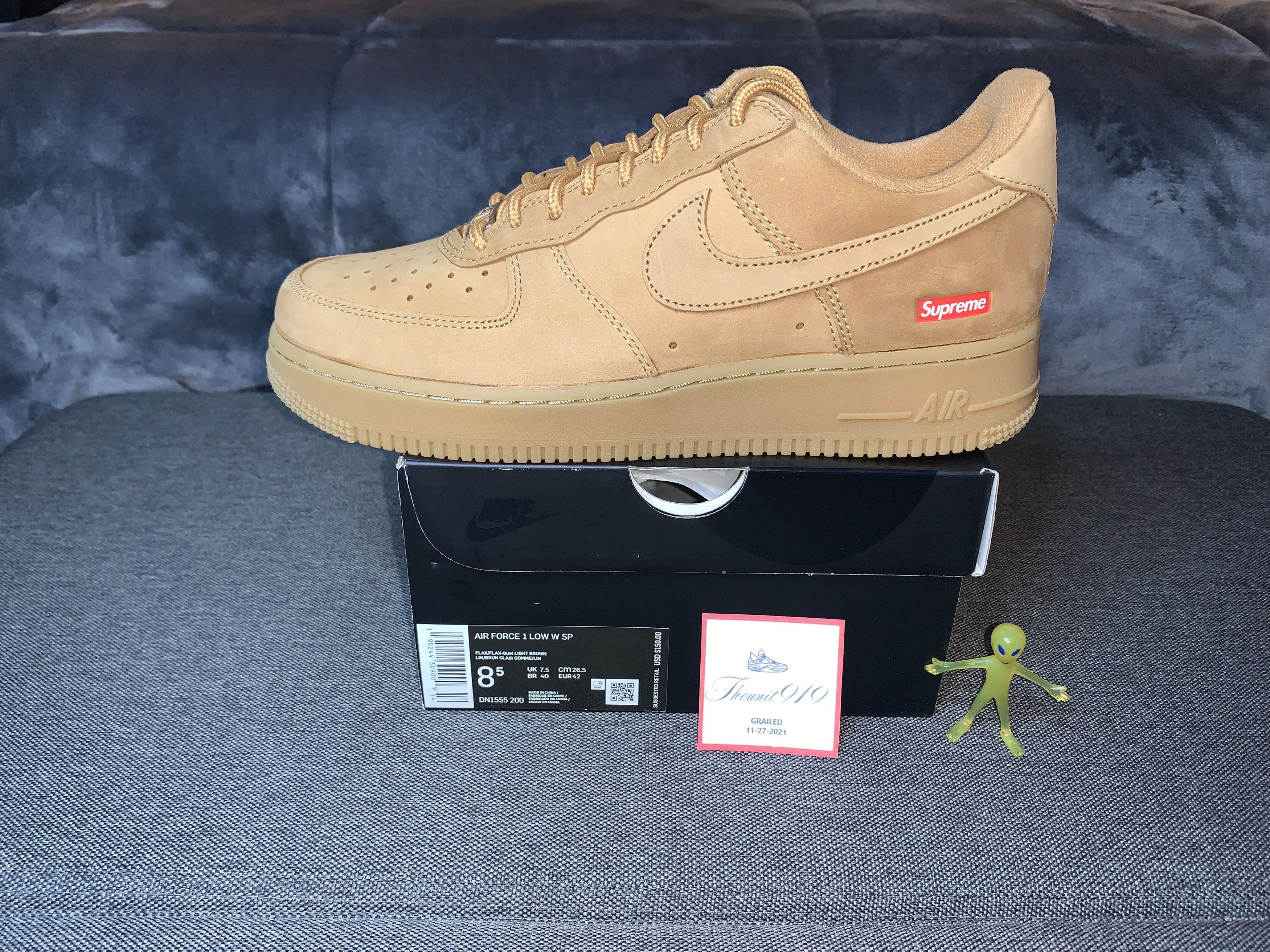 Supreme X Air Force 1 Low SP 'Box Logo Wheat' - Nike - DN1555 200 -  flax/flax/gum light brown