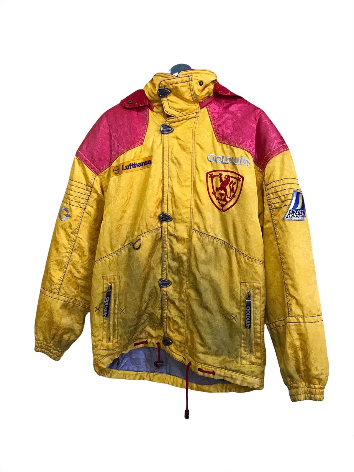 スキー GOLD WIN SWEDEN ALPINE TEAM JACKET Vintage Goldwin Sweden Alpine'95 Hooded Ski Jacket