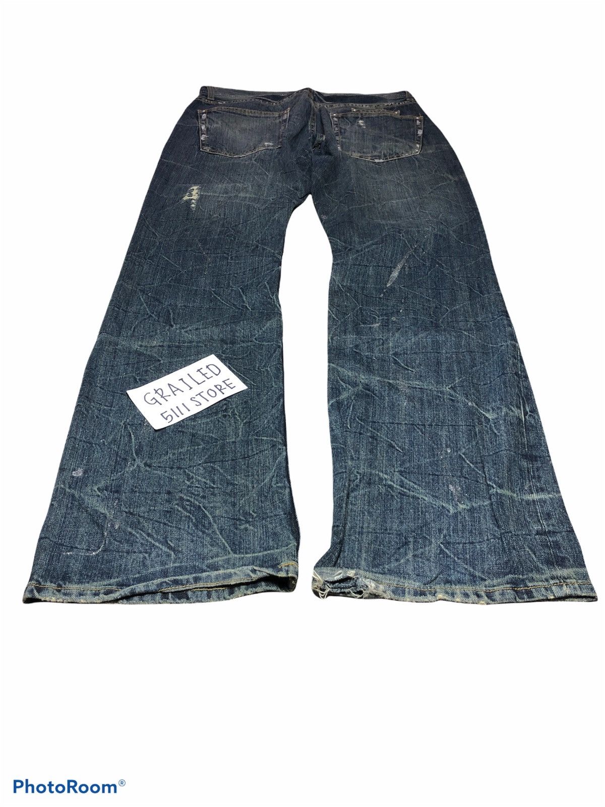 Japanese Brand FLARED DISTRESSED PAINTED JEANS Size US 35 - 3 Thumbnail