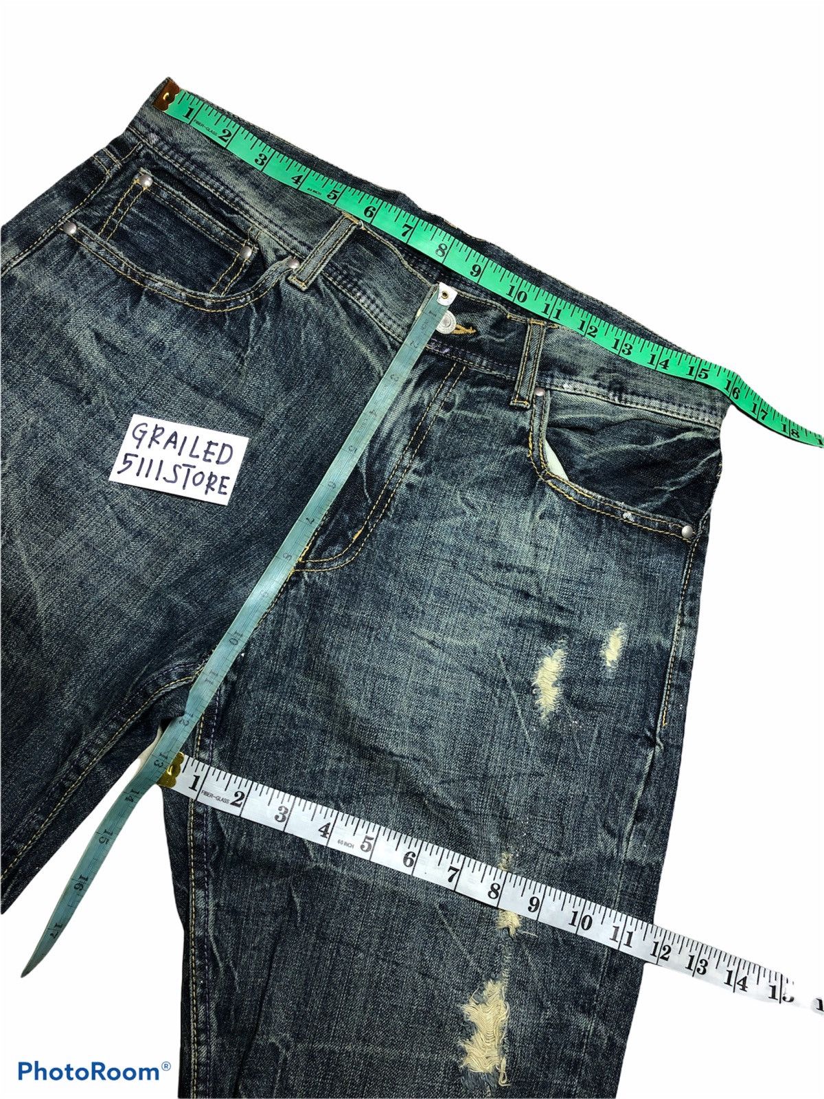 Japanese Brand FLARED DISTRESSED PAINTED JEANS Size US 35 - 5 Thumbnail