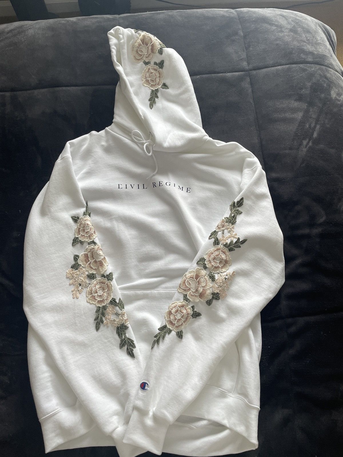 Civil Regime Civil regime flower embroidered hoodie Grailed