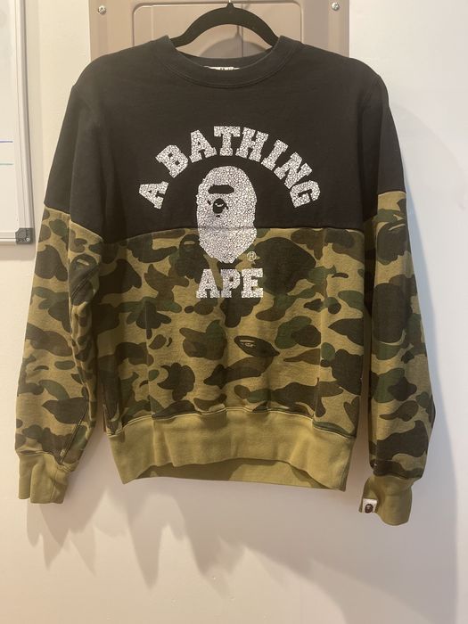 Bape Bape Black/ Camo Color Block Crewneck | Grailed