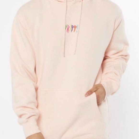 Rue 21 NWT RUE21 PINK TRIPPY EMBROIDERED HOODIE LARGE L Grailed