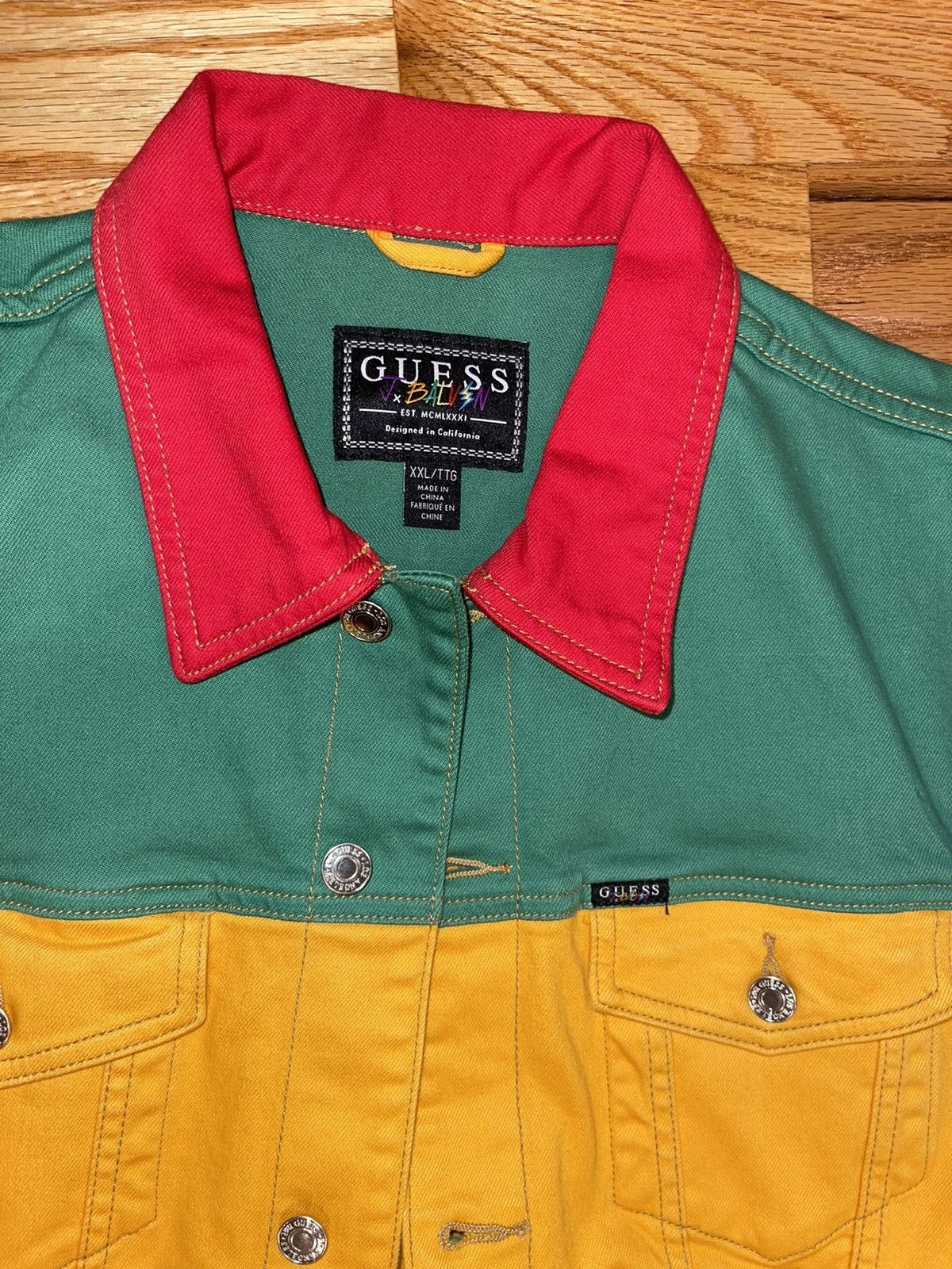 Vintage Guess x J Balvin Vibras Color Block Denim Jacket Grailed