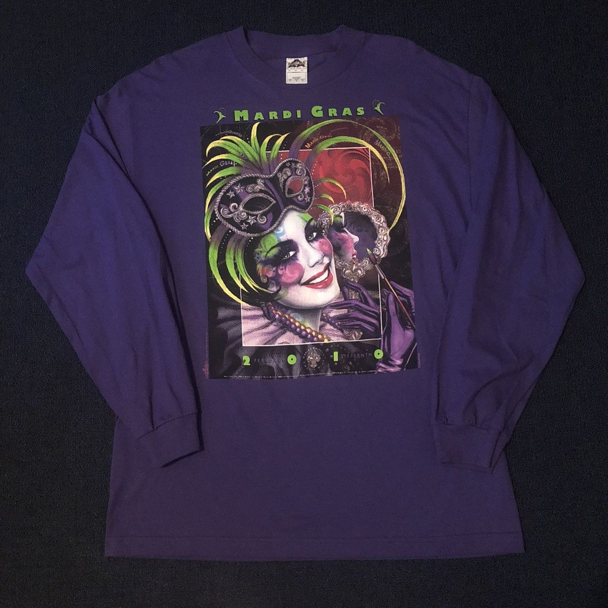 Band Tees × Vintage Vintage Mardi Gras Girl Glitter Graphic Longsleeve Tee 2010 Size US L / EU 52-54 / 3 - 3 Thumbnail