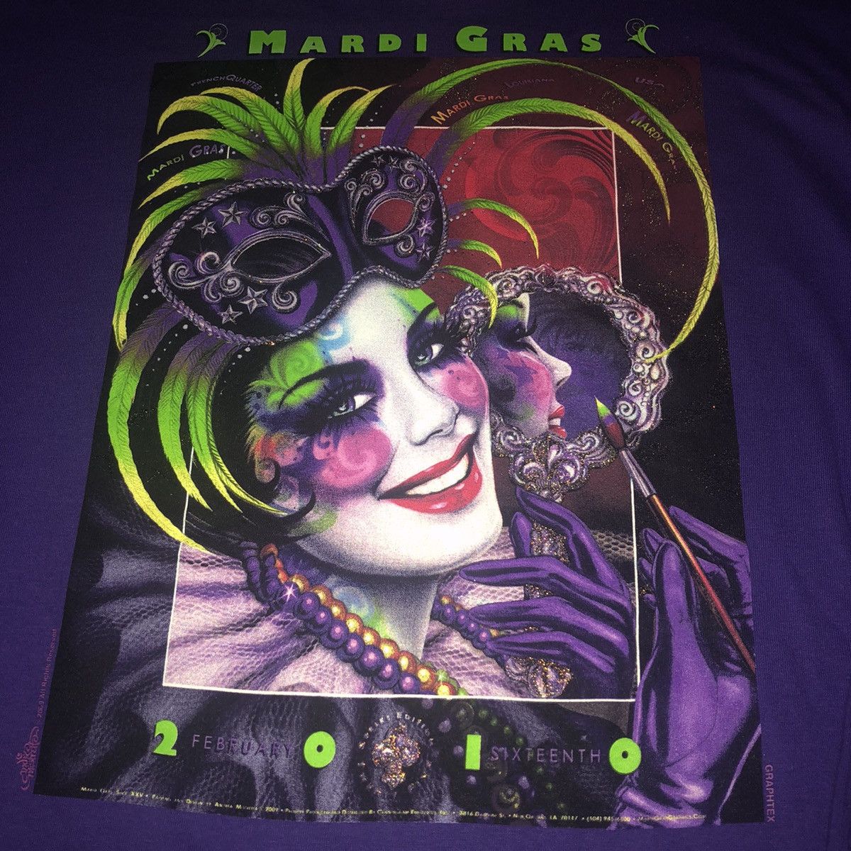 Band Tees × Vintage Vintage Mardi Gras Girl Glitter Graphic Longsleeve Tee 2010 Size US L / EU 52-54 / 3 - 1 Thumbnail
