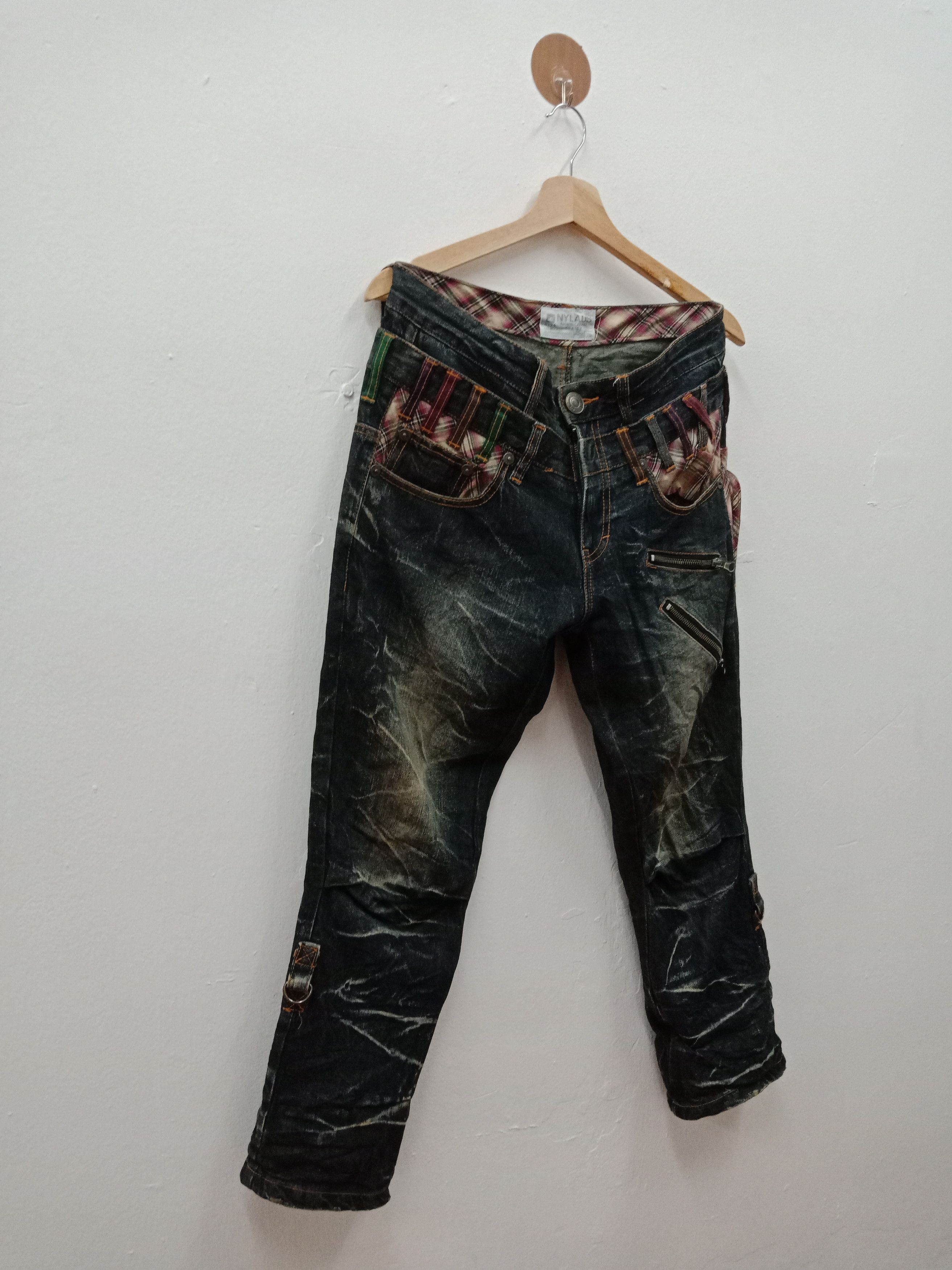 In The Attic Nylaus Double Waist Patchworks MultiZippers Foldable Legs Size US 32 / EU 48 - 3 Thumbnail
