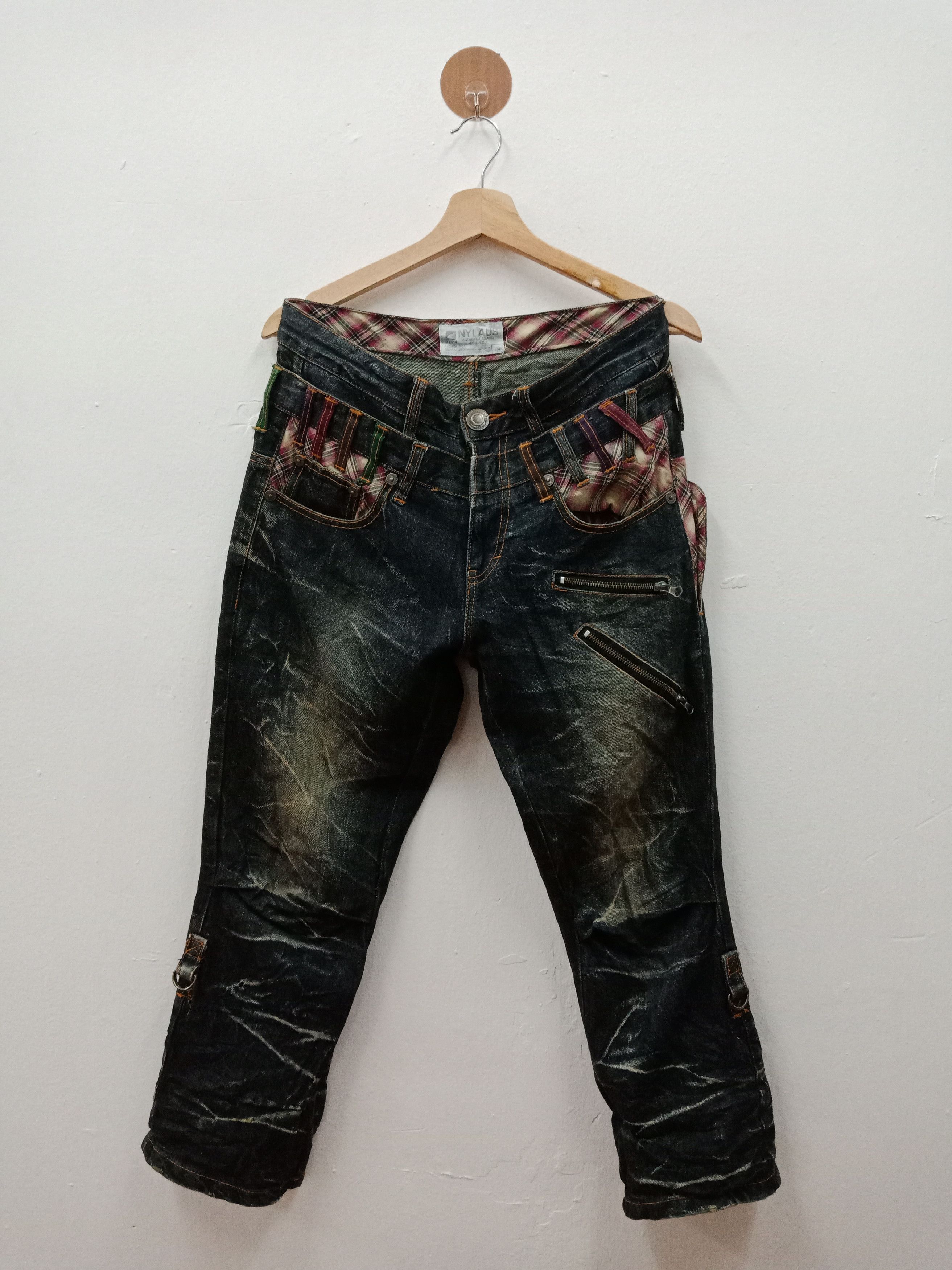 In The Attic Nylaus Double Waist Patchworks MultiZippers Foldable Legs Size US 32 / EU 48 - 4 Thumbnail