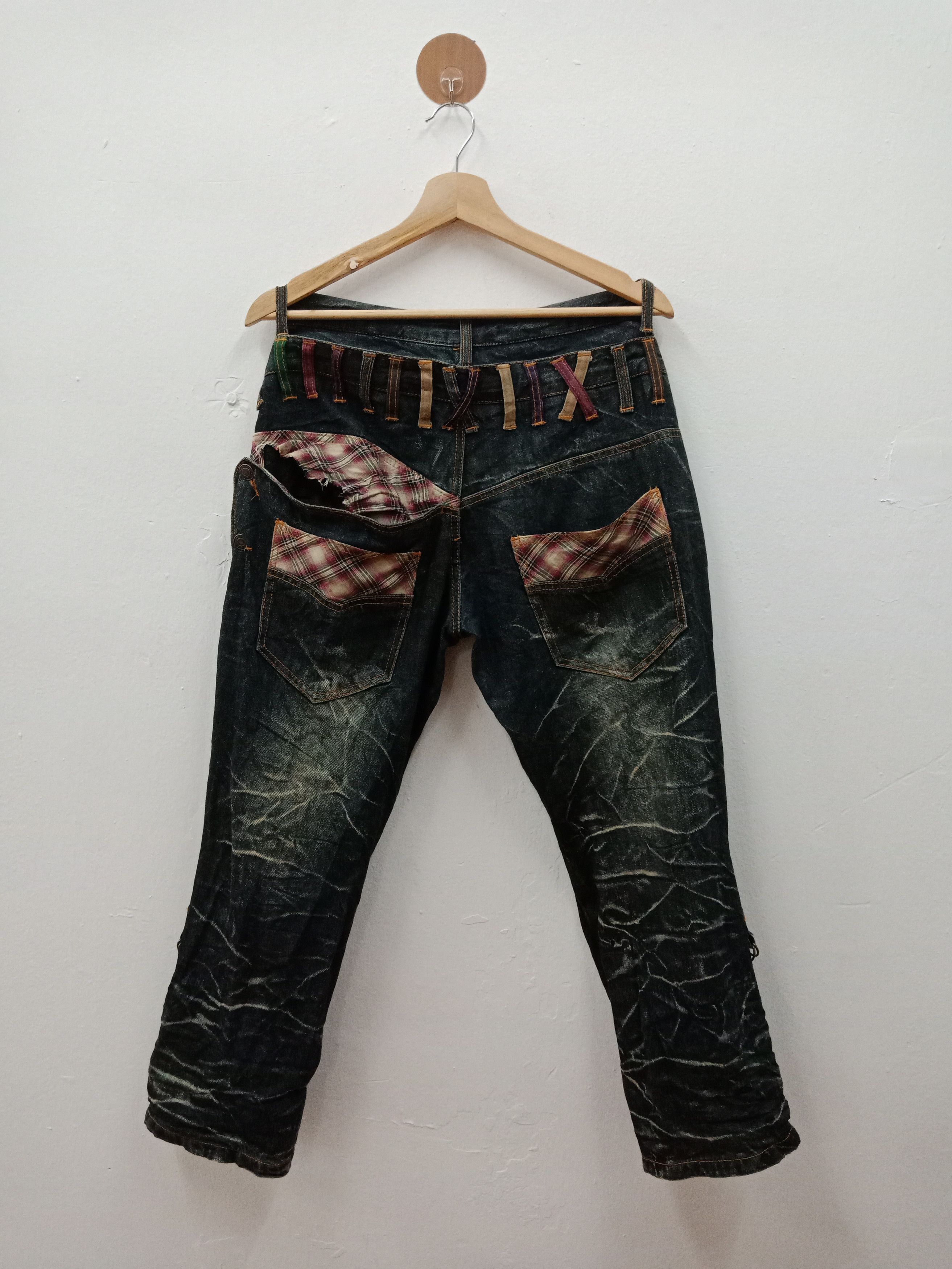 In The Attic Nylaus Double Waist Patchworks MultiZippers Foldable Legs Size US 32 / EU 48 - 2 Thumbnail