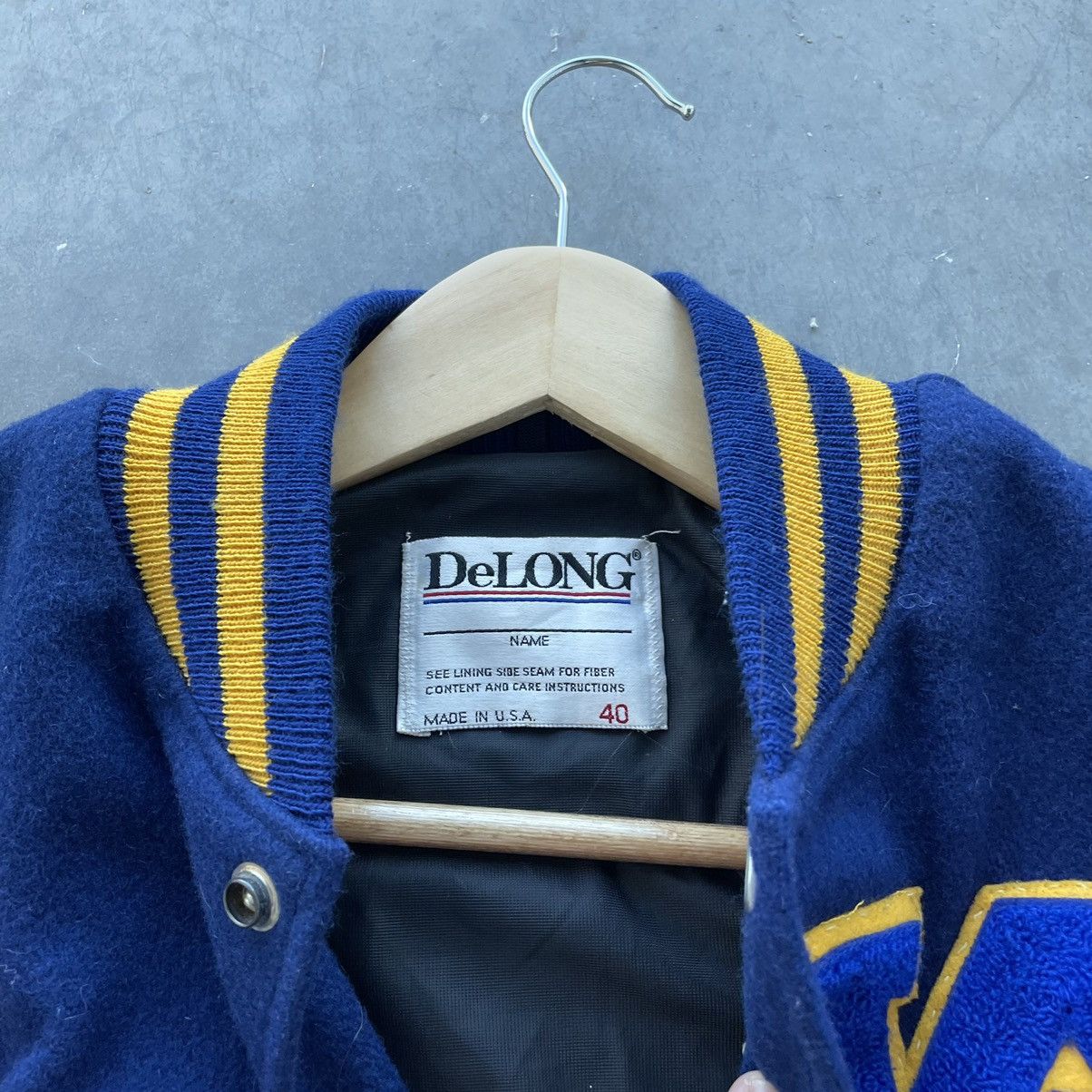 Vintage VTG Varsity Jacket Blue Yellow Leather Made in USA Medium Size US M / EU 48-50 / 2 - 3 Thumbnail