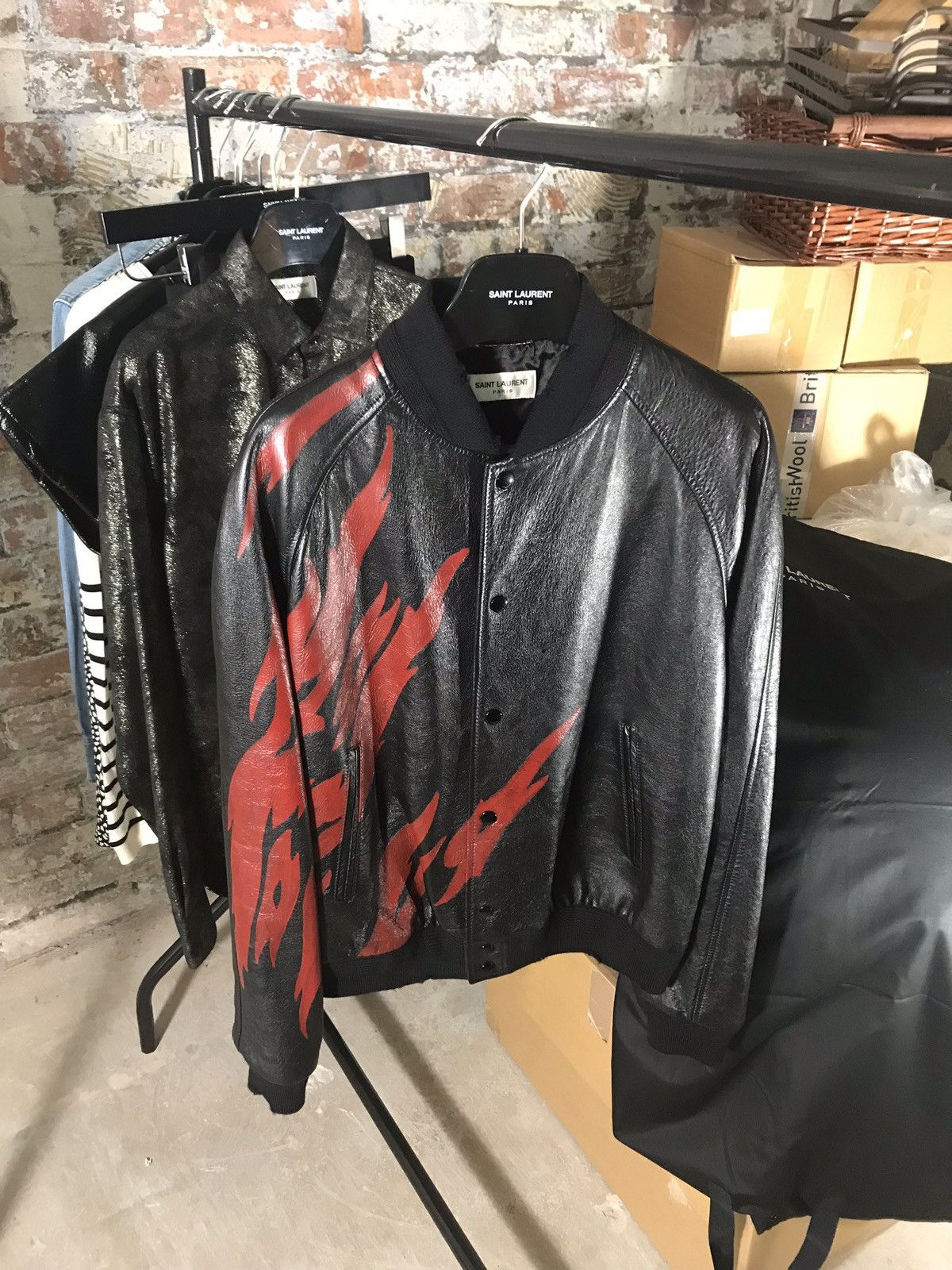 Saint Laurent Paris FW17 ‘inferno’ capsule leather bomber jacket 50 BNWT Size US M / EU 48-50 / 2 - 5 Thumbnail