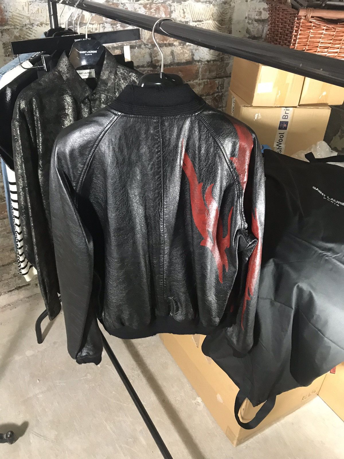 Saint Laurent Paris FW17 ‘inferno’ capsule leather bomber jacket 50 BNWT Size US M / EU 48-50 / 2 - 6 Thumbnail