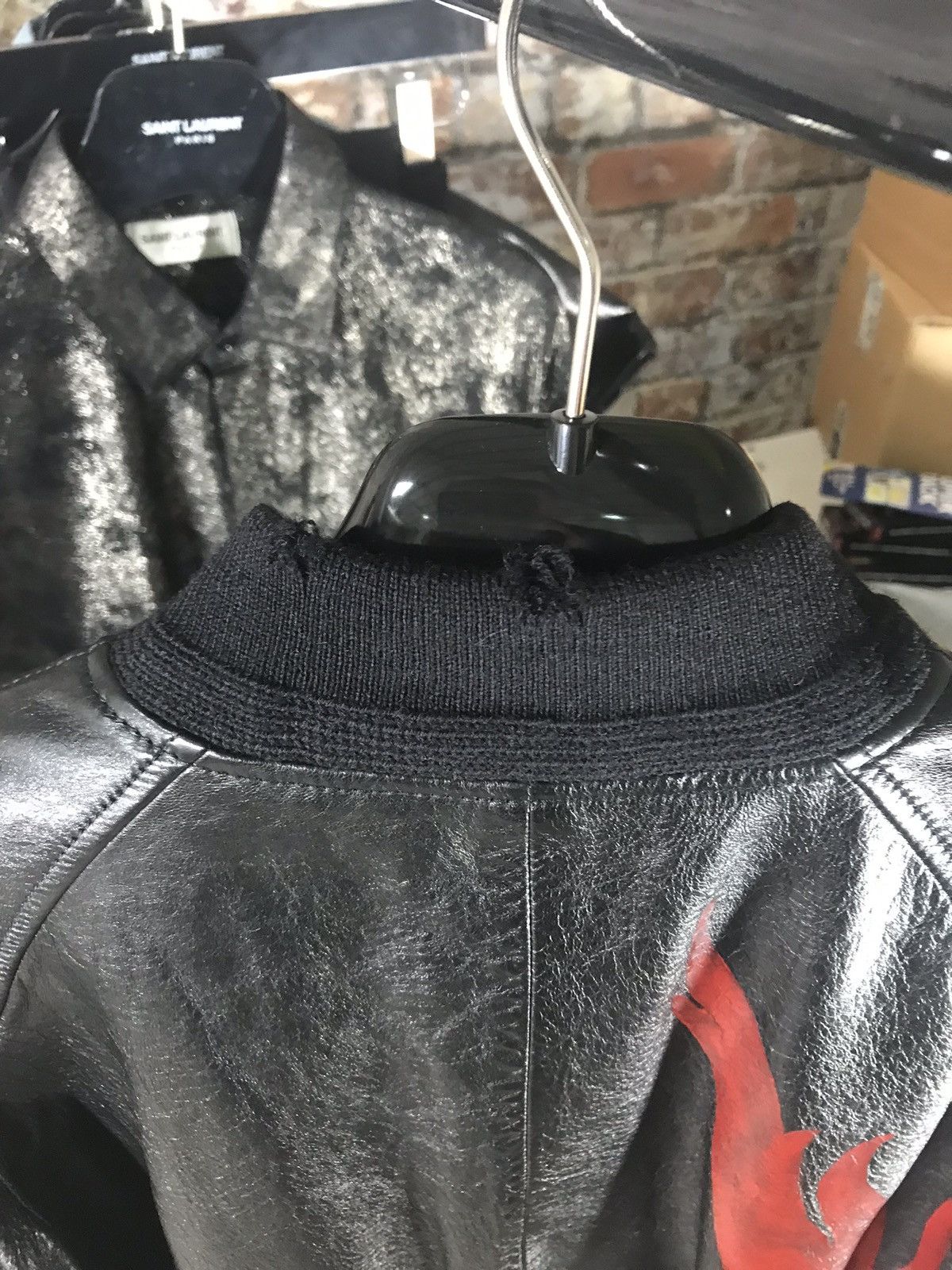 Saint Laurent Paris FW17 ‘inferno’ capsule leather bomber jacket 50 BNWT Size US M / EU 48-50 / 2 - 7 Thumbnail