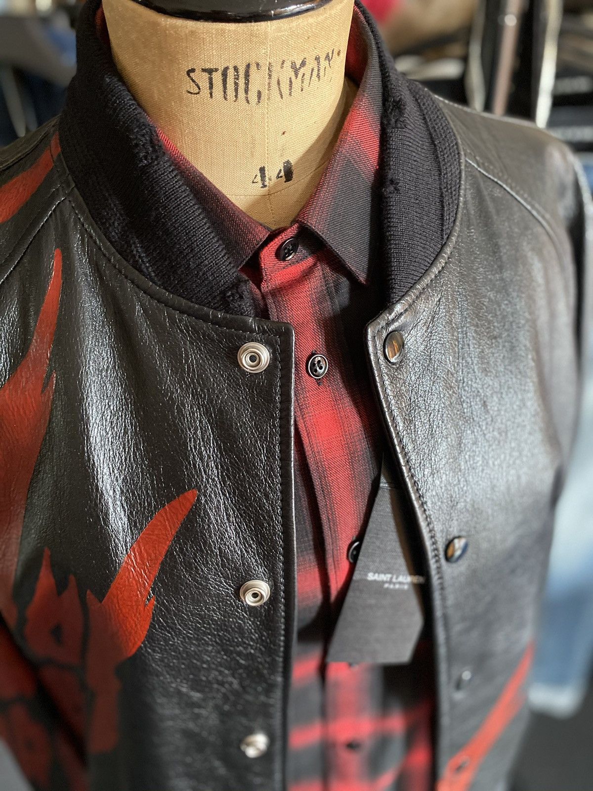 Saint Laurent Paris FW17 ‘inferno’ capsule leather bomber jacket 50 BNWT Size US M / EU 48-50 / 2 - 18 Thumbnail