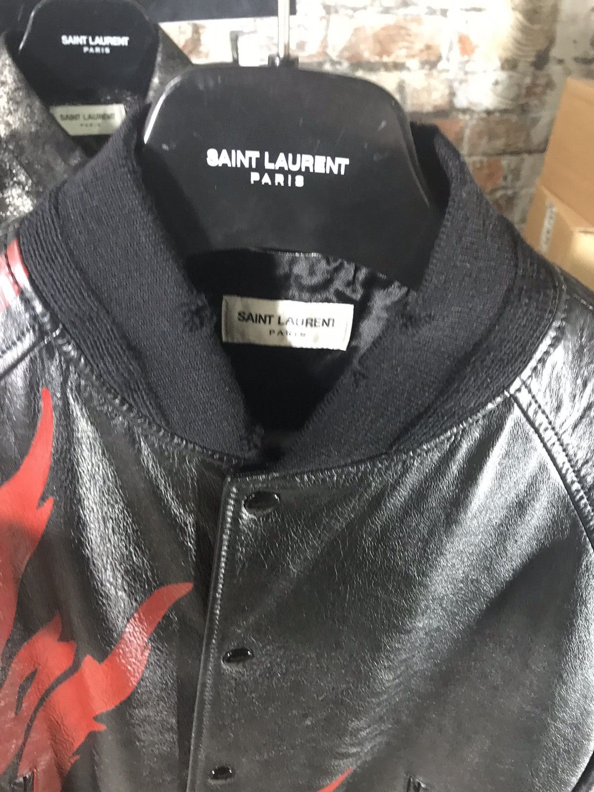 Saint Laurent Paris FW17 ‘inferno’ capsule leather bomber jacket 50 BNWT Size US M / EU 48-50 / 2 - 8 Thumbnail
