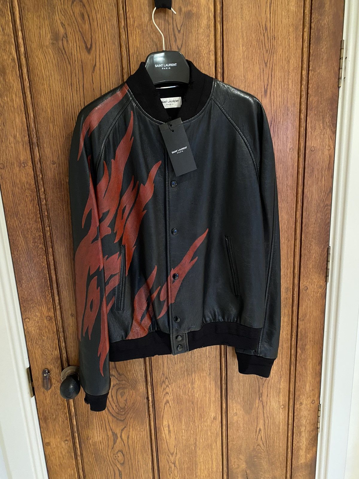 Saint Laurent Paris FW17 ‘inferno’ capsule leather bomber jacket 50 BNWT Size US M / EU 48-50 / 2 - 2 Thumbnail