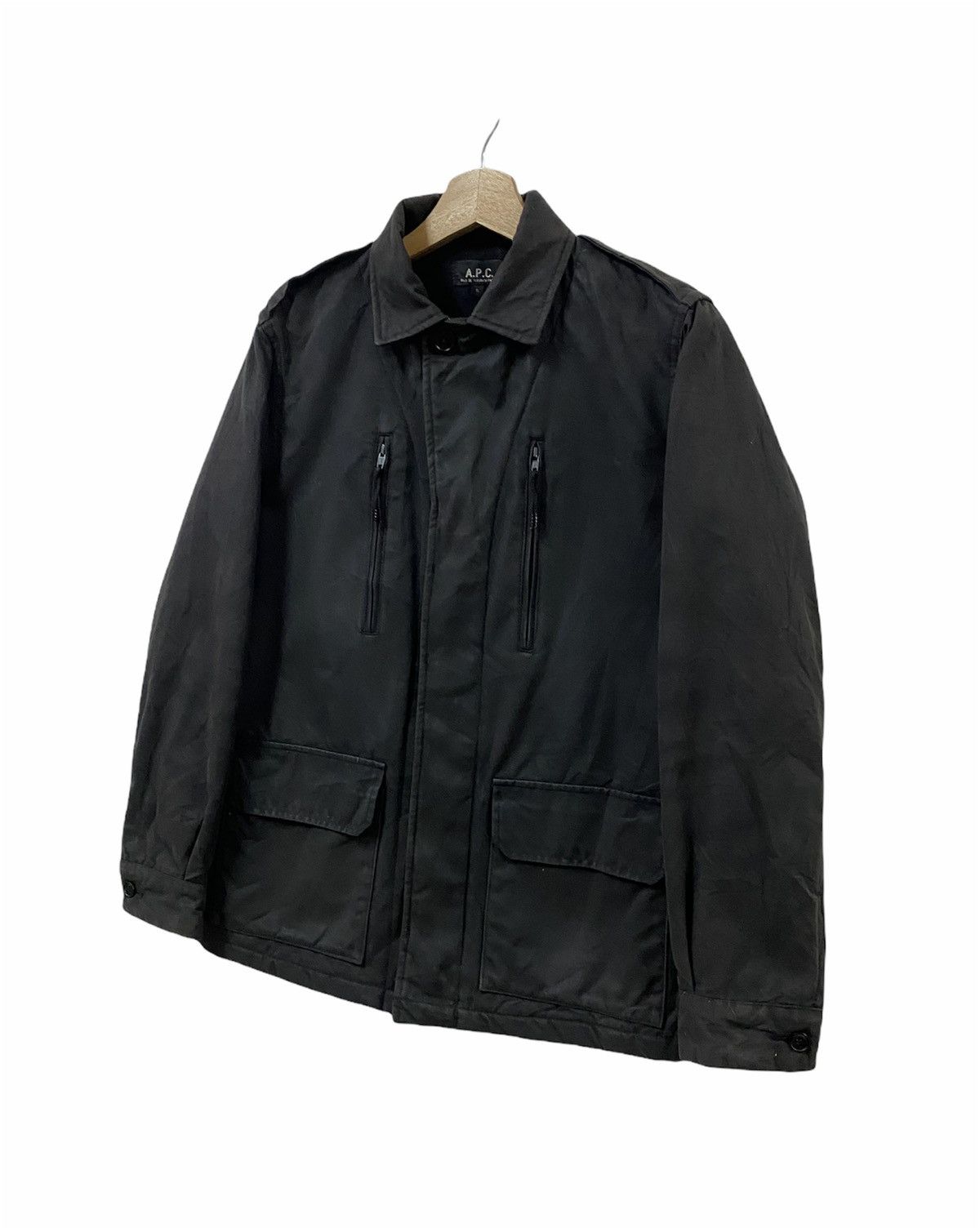 A.P.C. A.P.C Wax Coated Black Multipocket Jacket Made In France Size US S / EU 44-46 / 1 - 4 Thumbnail