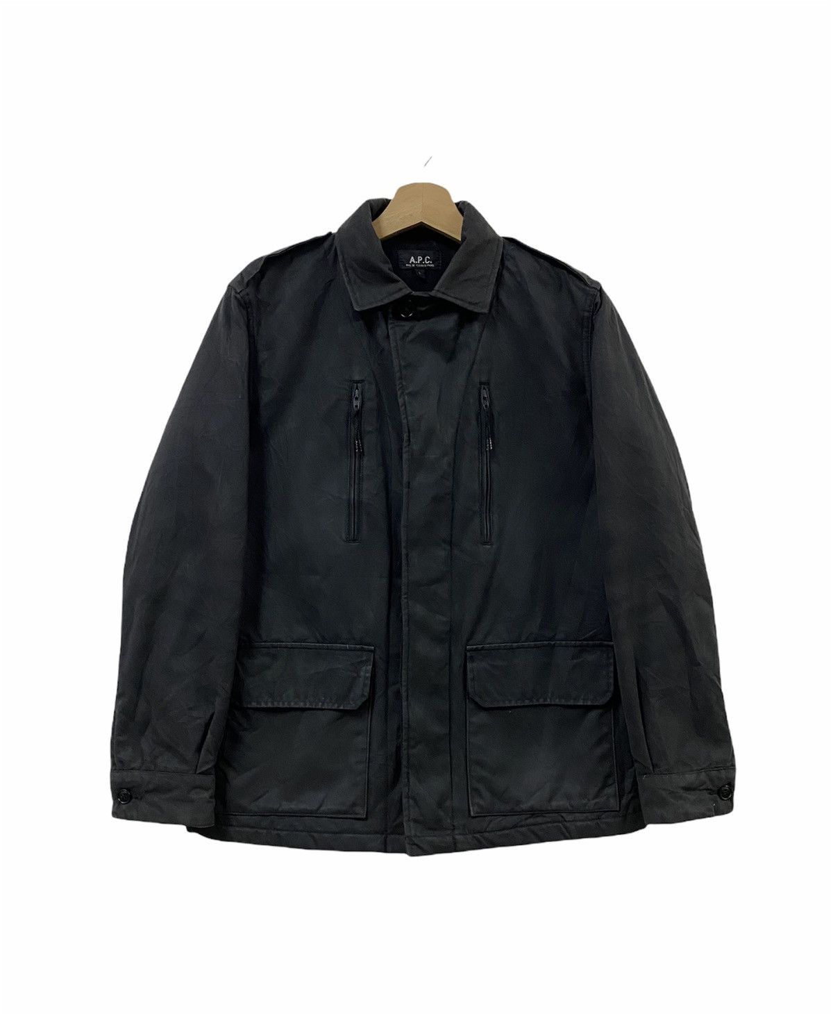 A.P.C. A.P.C Wax Coated Black Multipocket Jacket Made In France Size US S / EU 44-46 / 1 - 2 Thumbnail