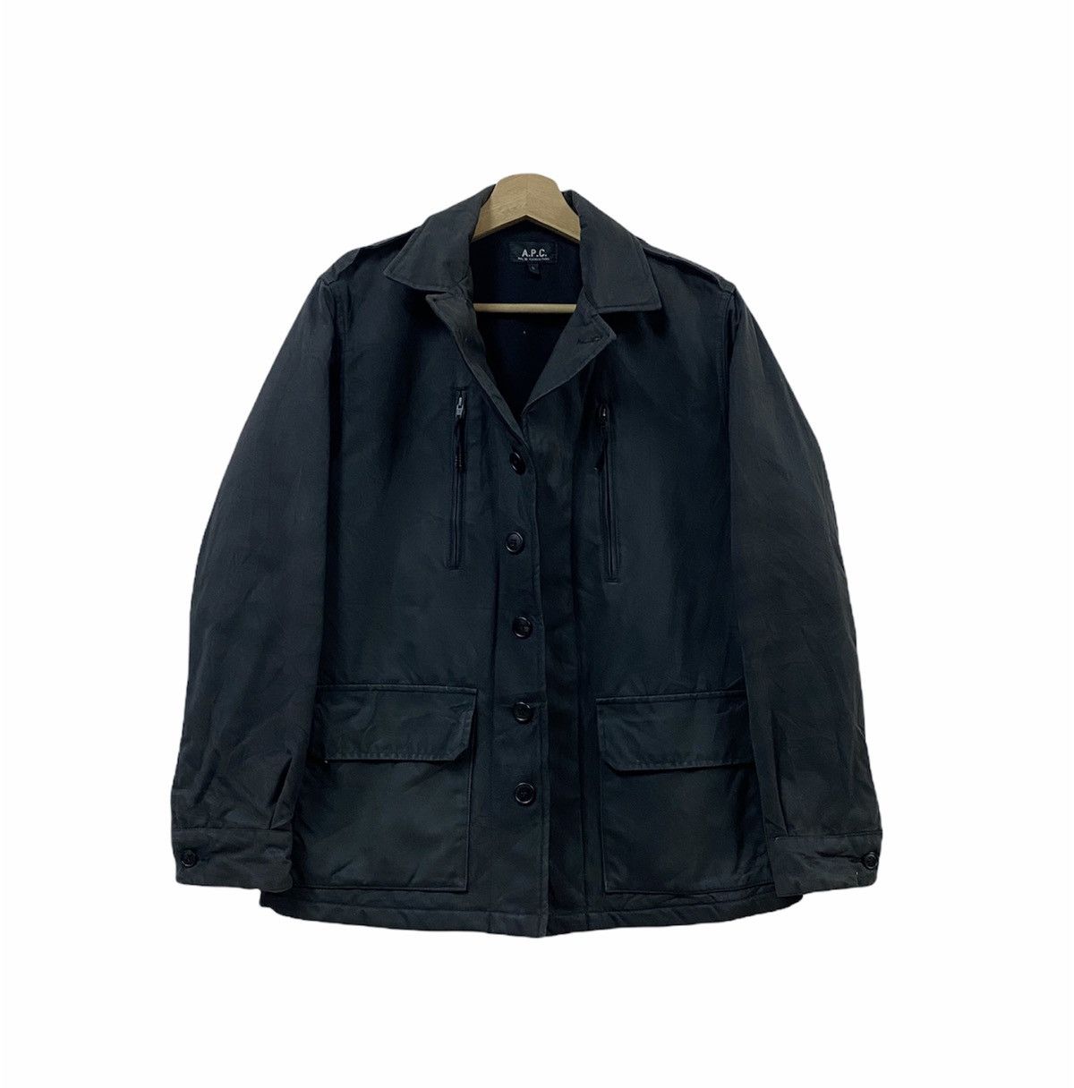 A.P.C. A.P.C Wax Coated Black Multipocket Jacket Made In France Size US S / EU 44-46 / 1 - 11 Thumbnail