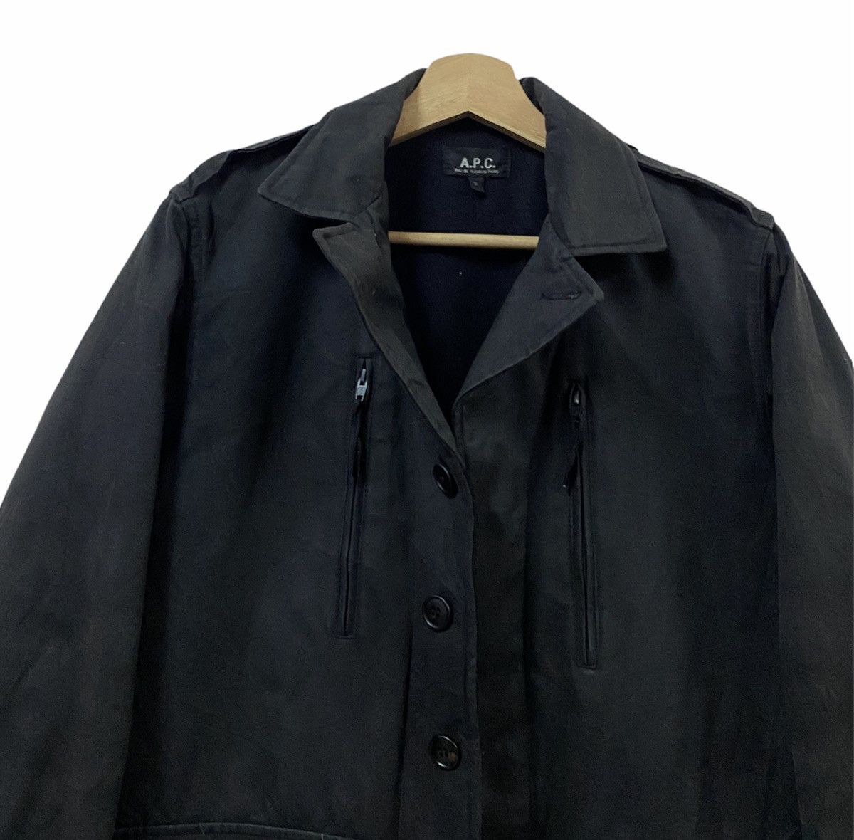 A.P.C. A.P.C Wax Coated Black Multipocket Jacket Made In France Size US S / EU 44-46 / 1 - 12 Thumbnail