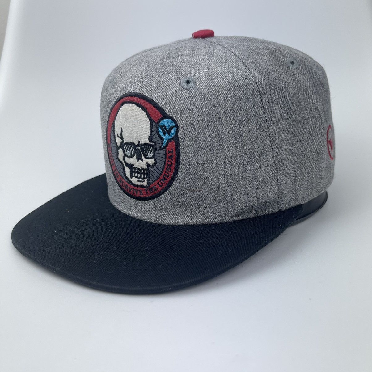 Japanese Brand Skull Shoun White Hat Flat Brim Cap Hat Size ONE SIZE - 2 Thumbnail