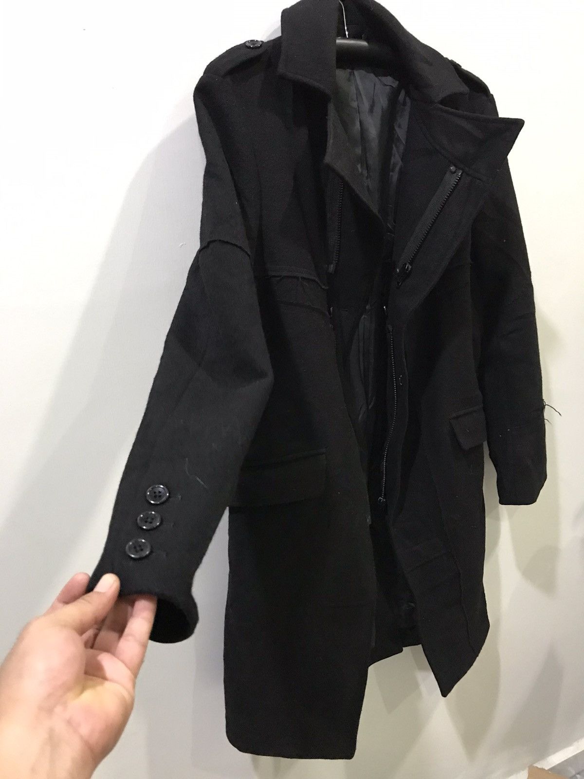 Designer !movement cultive Japan Assymetric Patchwork Overcoat Size S / US 4 / IT 40 - 12 Thumbnail