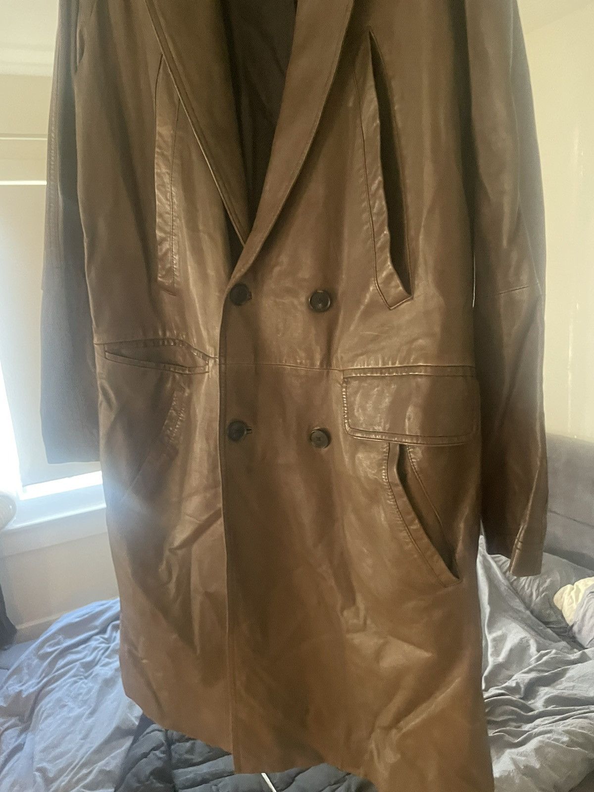 Alexander Wang Mens Olive Calfskin Trenchcoat Size US M / EU 48-50 / 2 - 4 Thumbnail
