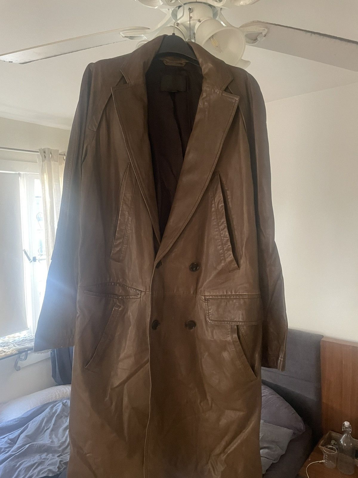 Alexander Wang Mens Olive Calfskin Trenchcoat Size US M / EU 48-50 / 2 - 6 Thumbnail