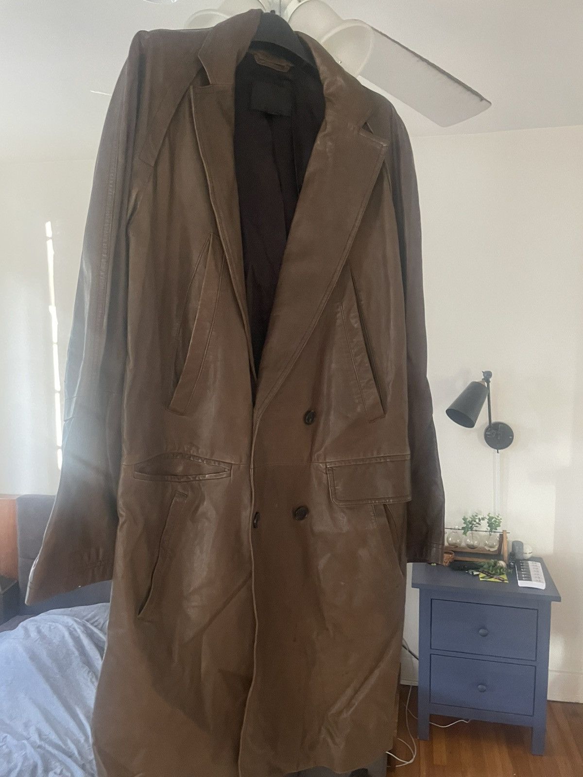 Alexander Wang Mens Olive Calfskin Trenchcoat Size US M / EU 48-50 / 2 - 5 Thumbnail