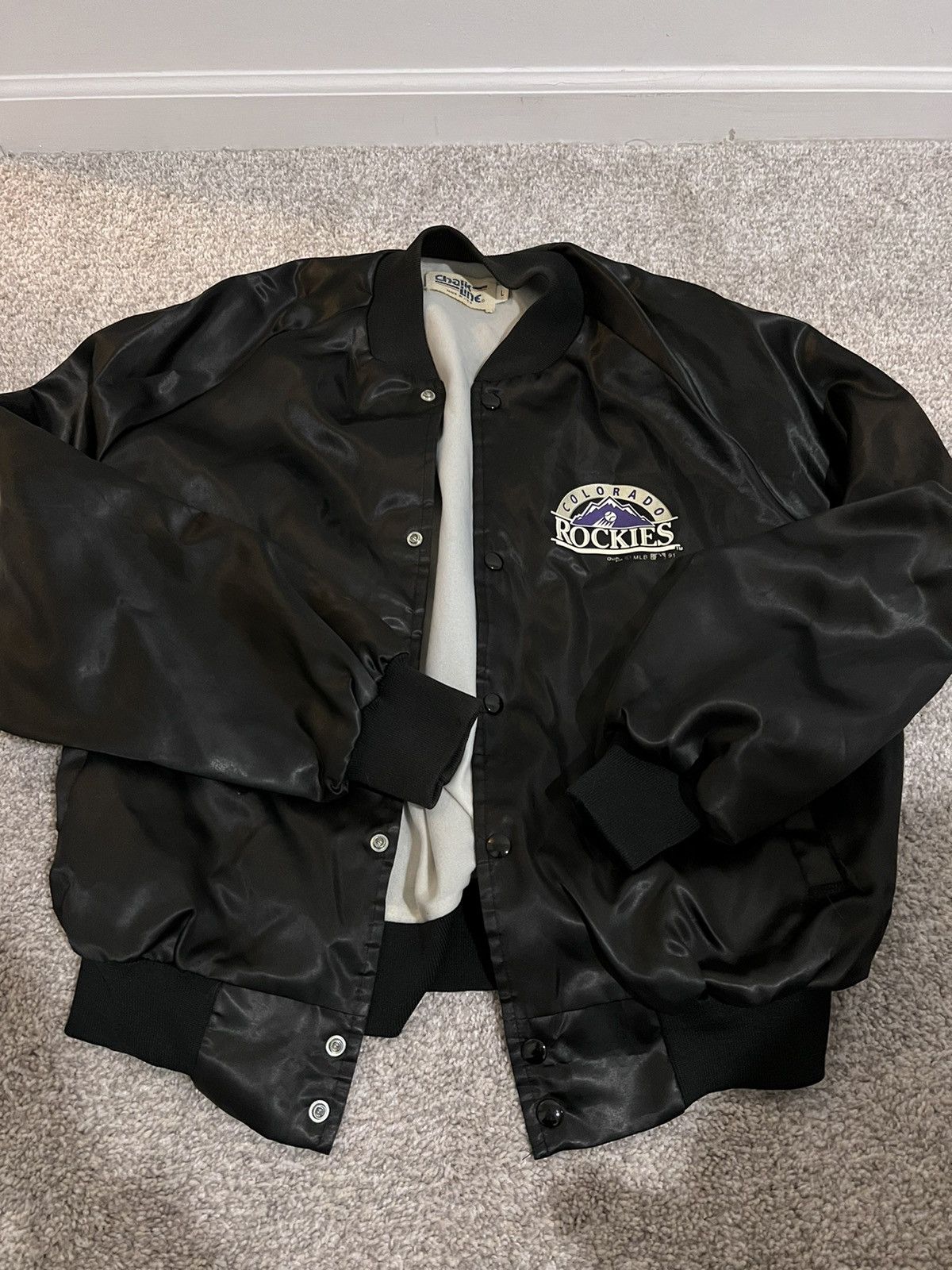 Chalk Line × Vintage Vtg 90s Black Satin Colorado Rockies MLB 