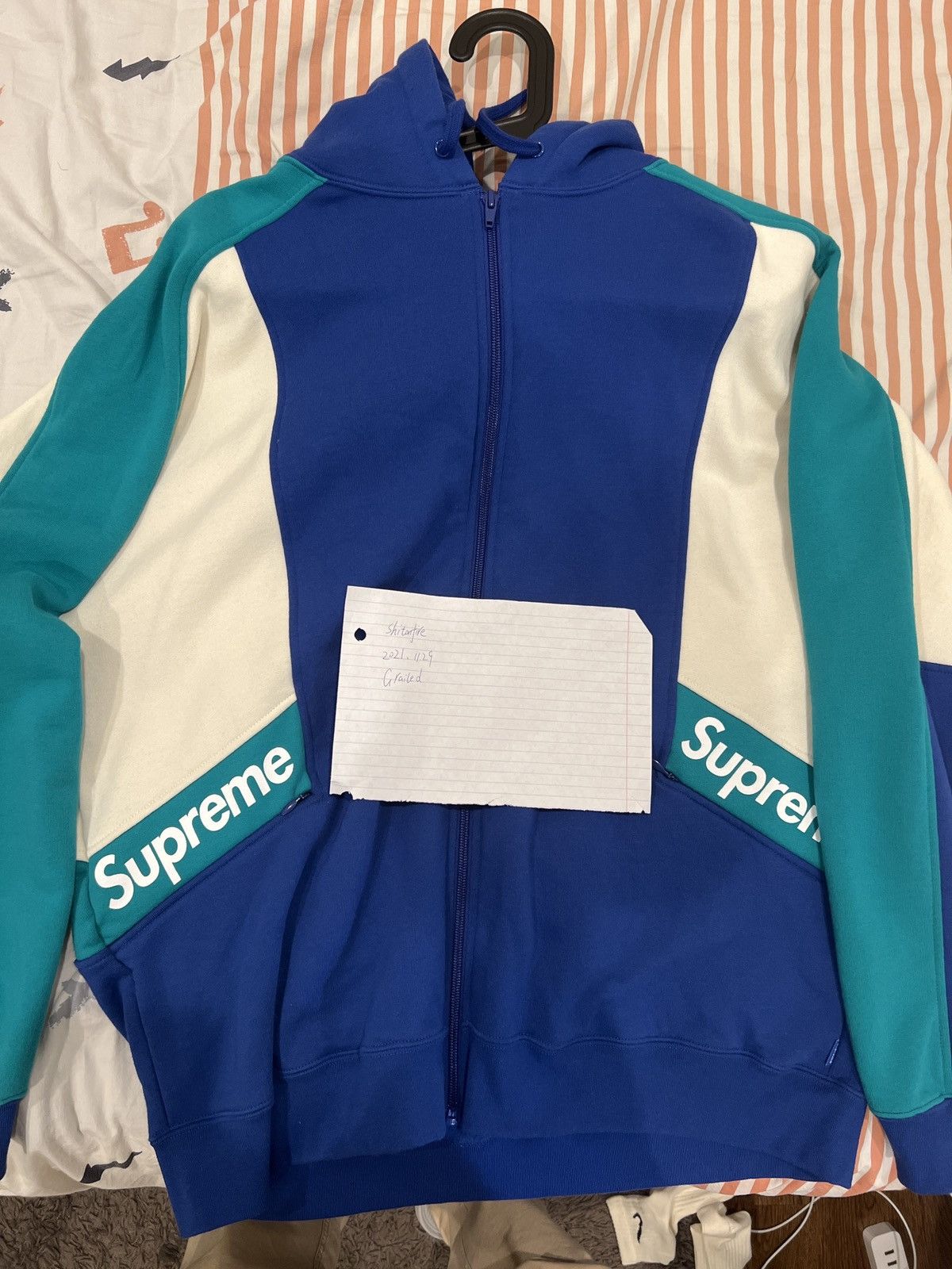 Supreme Color Blocked Zip Up Sweater