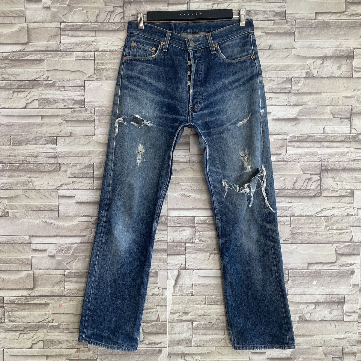 Levi's Vintage Levis 501 Distressed Grunge Jeans Size US 29 - 3 Thumbnail
