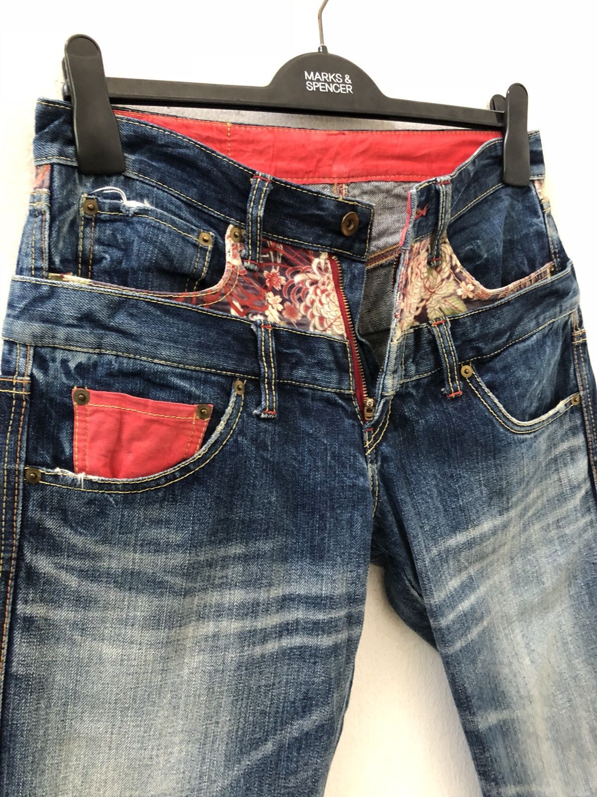 Eternal ETERNAL Japan Quilted Floral Double Waist Denim Jeans Size US 29 - 4 Thumbnail