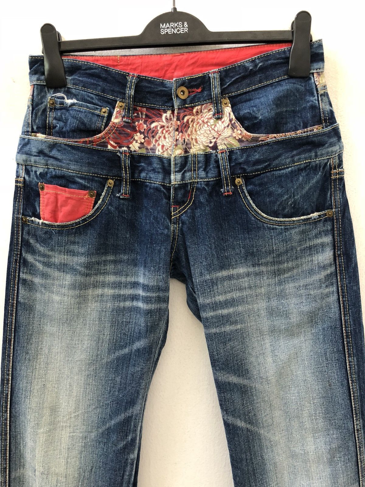 Eternal ETERNAL Japan Quilted Floral Double Waist Denim Jeans Size US 29 - 2 Thumbnail