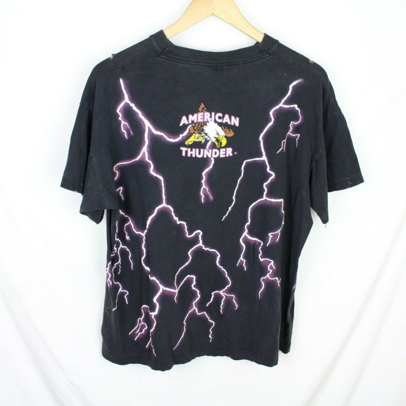 Leader of The Pack American Thunder Vintage Shirt XL 90s Faded All Over Print 2024