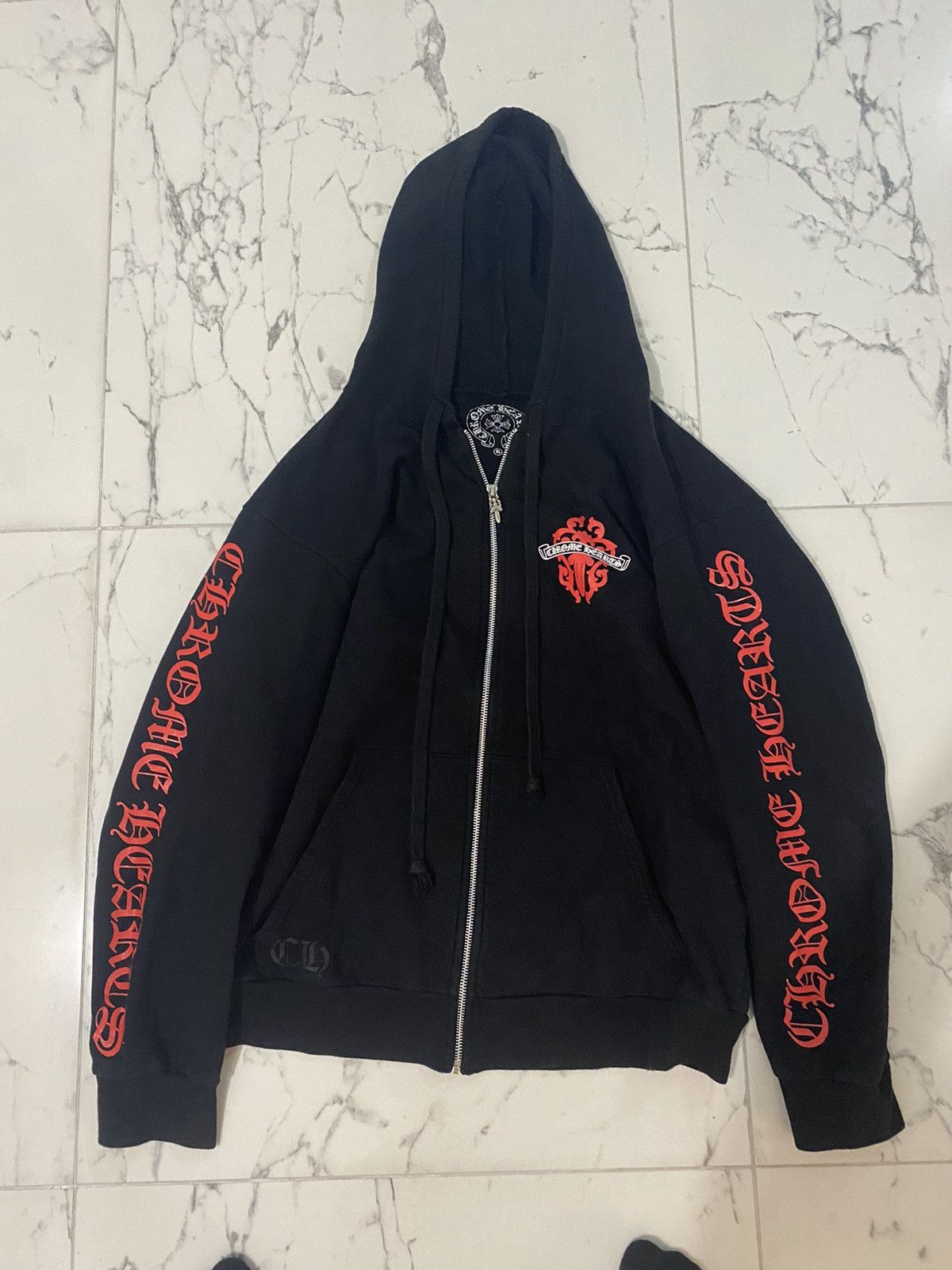 Chrome Hearts Chrome Hearts Dagger Zip Up Hoodie (Red) | Grailed