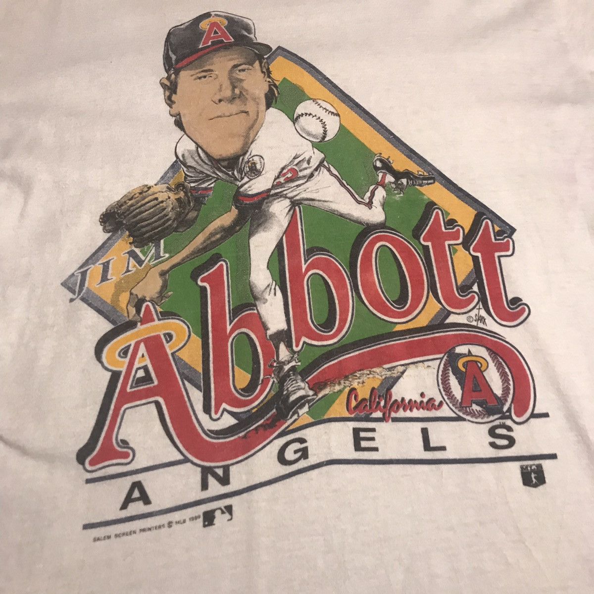 Vintage Vintage 1989 Salem Sportswear Angels Jim Abbott Shirt Vtg