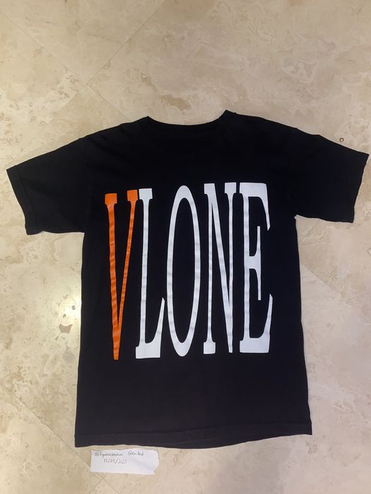 Vlone orange staple tee cheap
