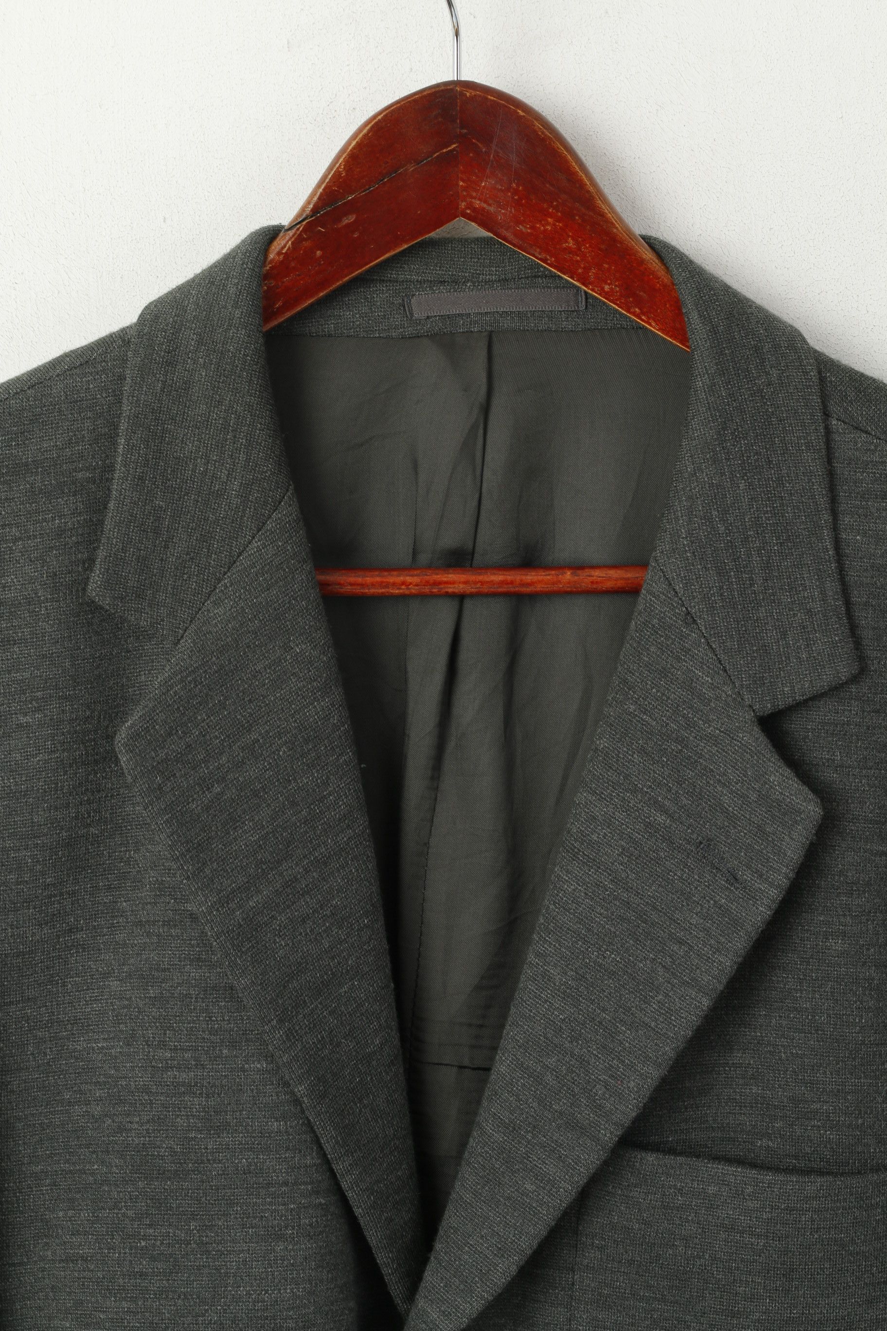 Vintage Paul Costelloe Men 42 52 Blazer Gray Wool Plain 7037 Size 42R - 2 Thumbnail